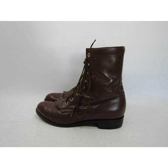 TONY LAMA George Straight Mens Sz 8.5 B Brown Leather Lace Up Kilt Cowboy Boots main image 5
